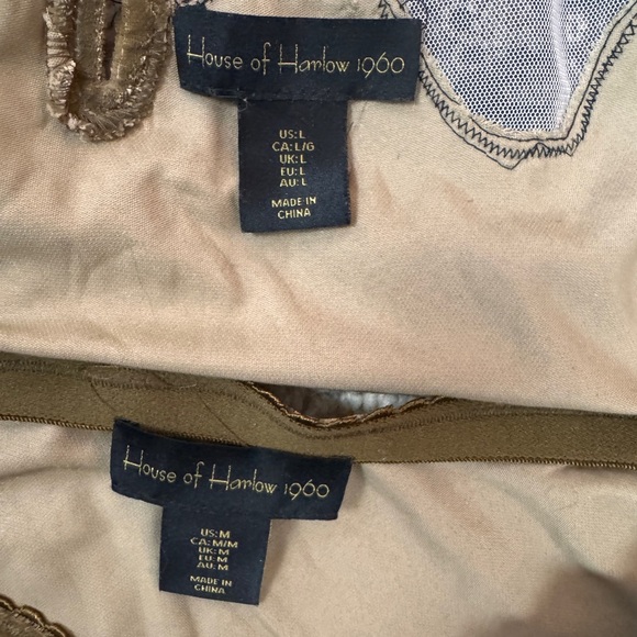 House Of Harlow Lace Trimmed Velour Spaghetti Strap Top/Skirt Olive Size ML E72 - Picture 14 of 15